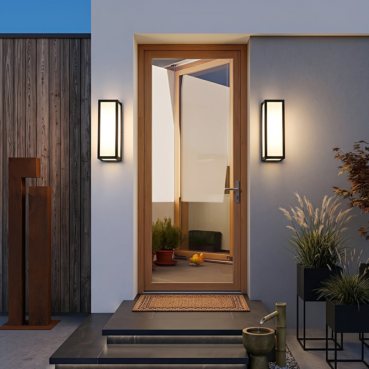 Applique murale avec détecteur de mouvement rectangulaire en aluminium noir 18W 30W, LED d'extérieur et d'intérieur, IP65 étanche | Sansoti