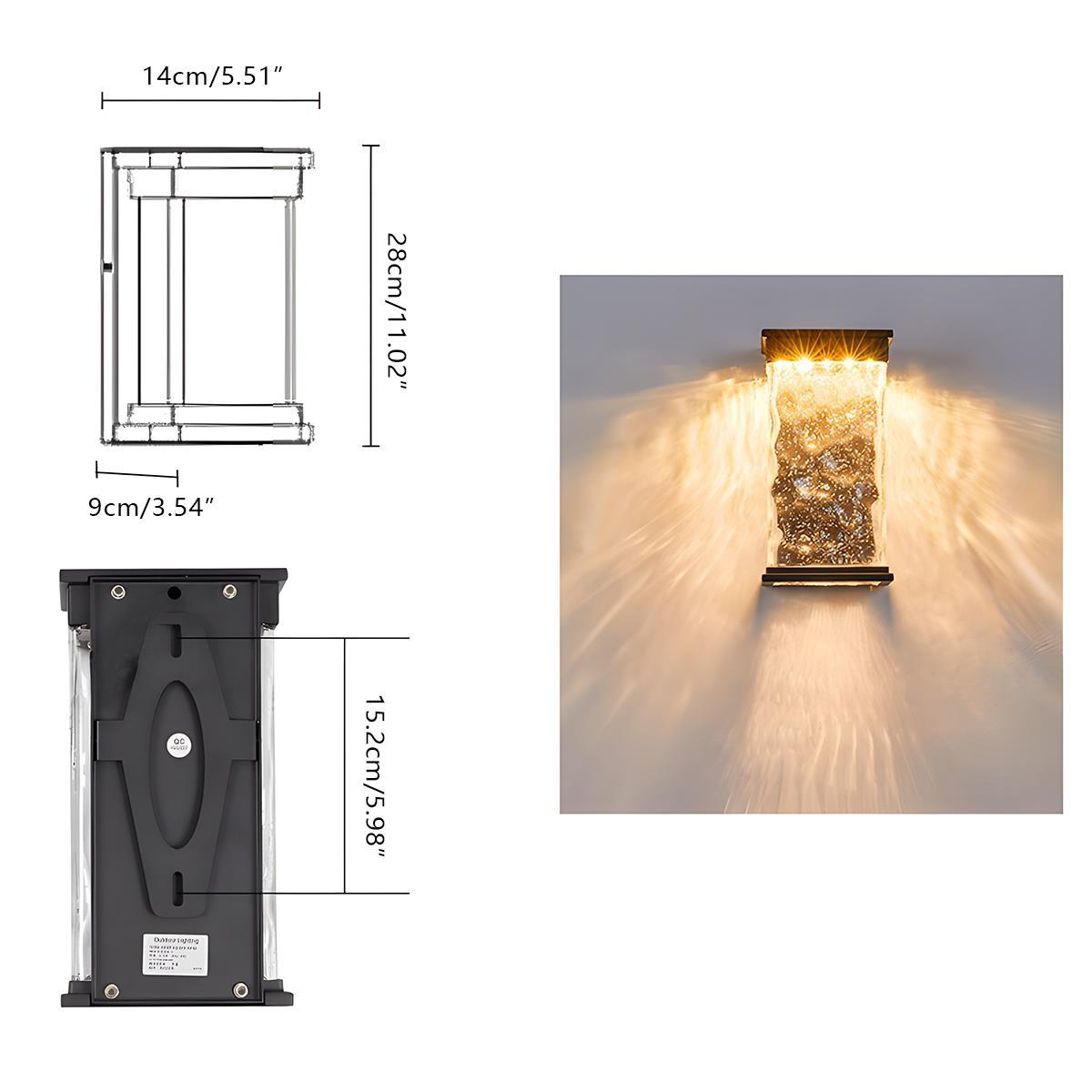 Buitenlamp LED Wandlamp Aluminium Glas Watergolf 16W Warm Wit Veranda Tuin Gevel Buitenverlichting IP43 | Sansoti
