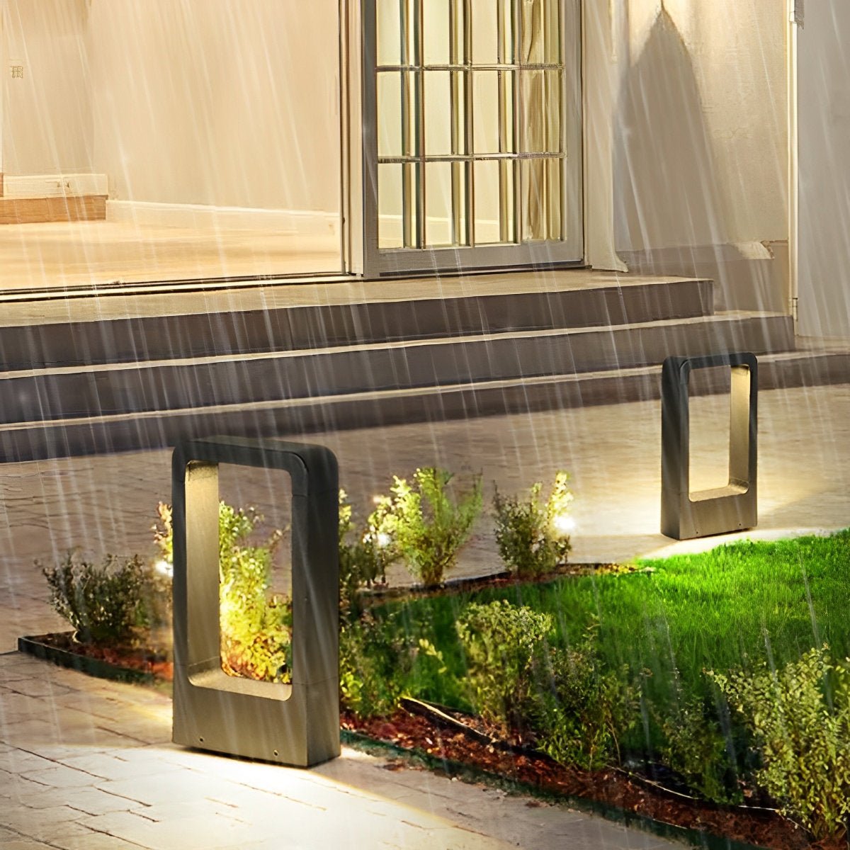 Sokkellamp LED 10W Zwart Aluminium Tuin Oprijlaan Pad IP65 Staande Buitenlamp Rechthoek Warmwit 3000K Gazonlamp Tuinverlichting | Sansoti