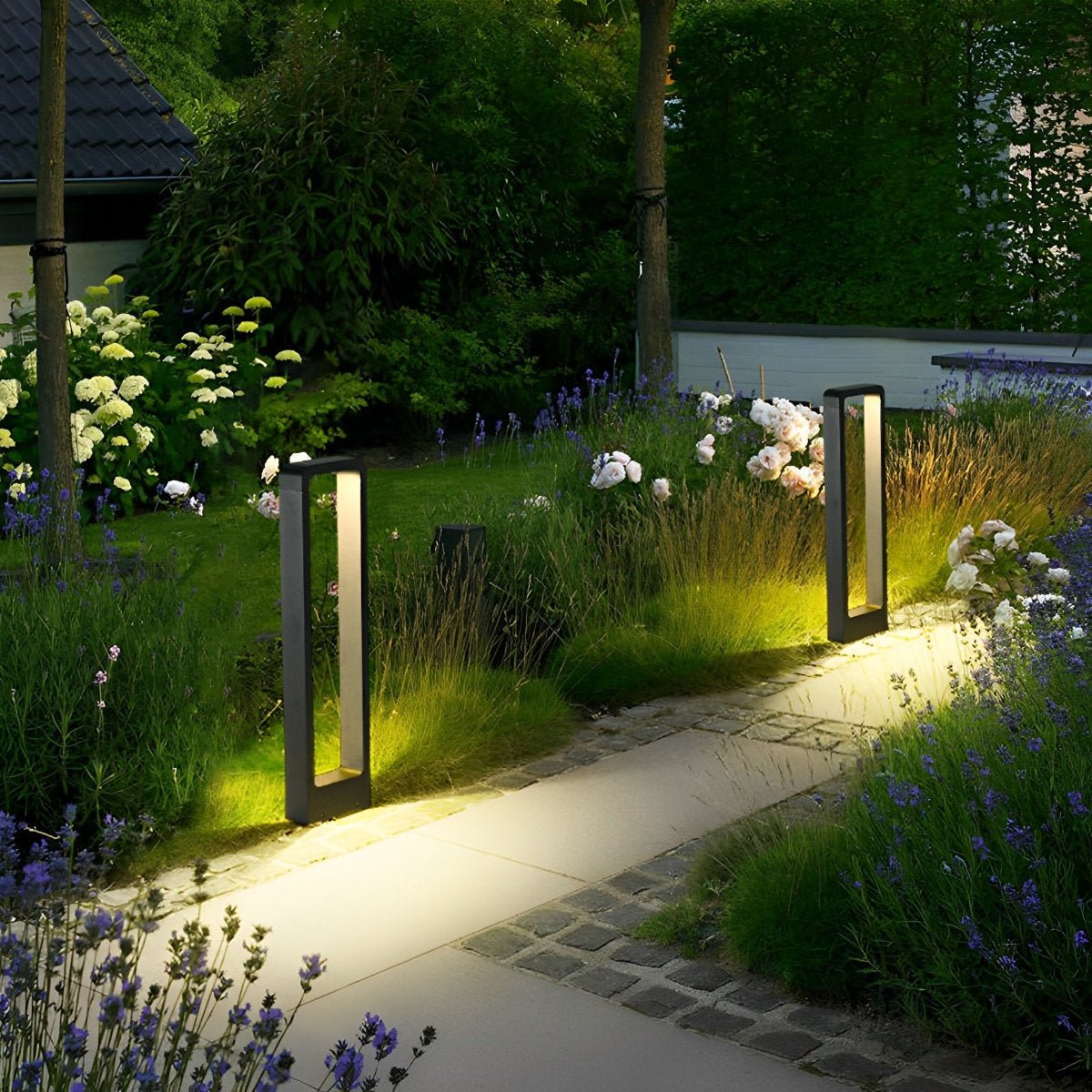 Sokkellamp LED 10W Zwart Aluminium Tuin Oprijlaan Pad IP65 Staande Buitenlamp Rechthoek Warmwit 3000K Gazonlamp Tuinverlichting | Sansoti