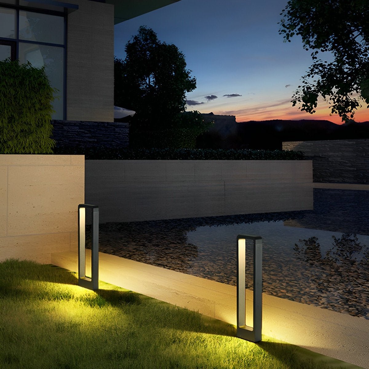 Sokkellamp LED 10W Zwart Aluminium Tuin Oprijlaan Pad IP65 Staande Buitenlamp Rechthoek Warmwit 3000K Gazonlamp Tuinverlichting | Sansoti
