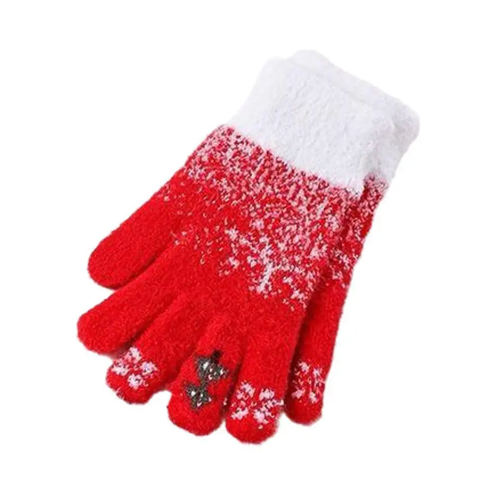 Convertible Knitted Fingerless Gloves Fleece-Lined Winter Mittens Warm Festive Women Men | Sansoti
