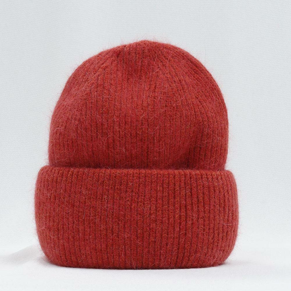 Geribbelde Gebreide Muts voor Dames Warmwit Roze Zwart Lichtblauw Rood Winter Hoofddeksel Warm Beanie | Sansoti