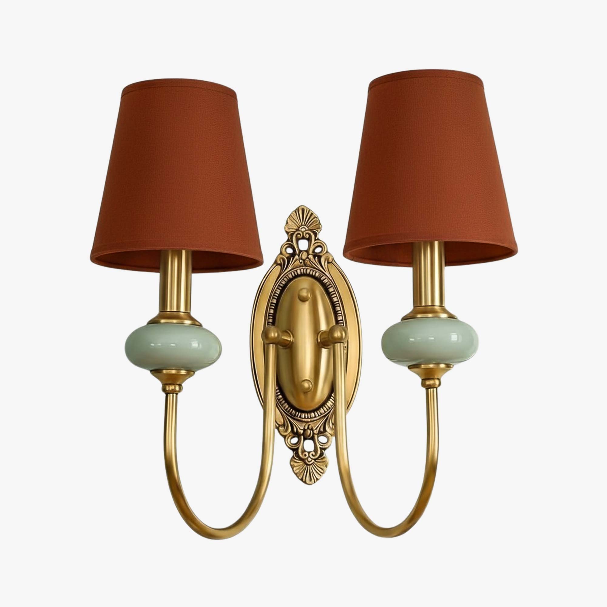 Keramische wandlamp met stoffen kap - 1 of 2 lichtpunten - E27 - diverse kleuren & stijlen | Sansoti