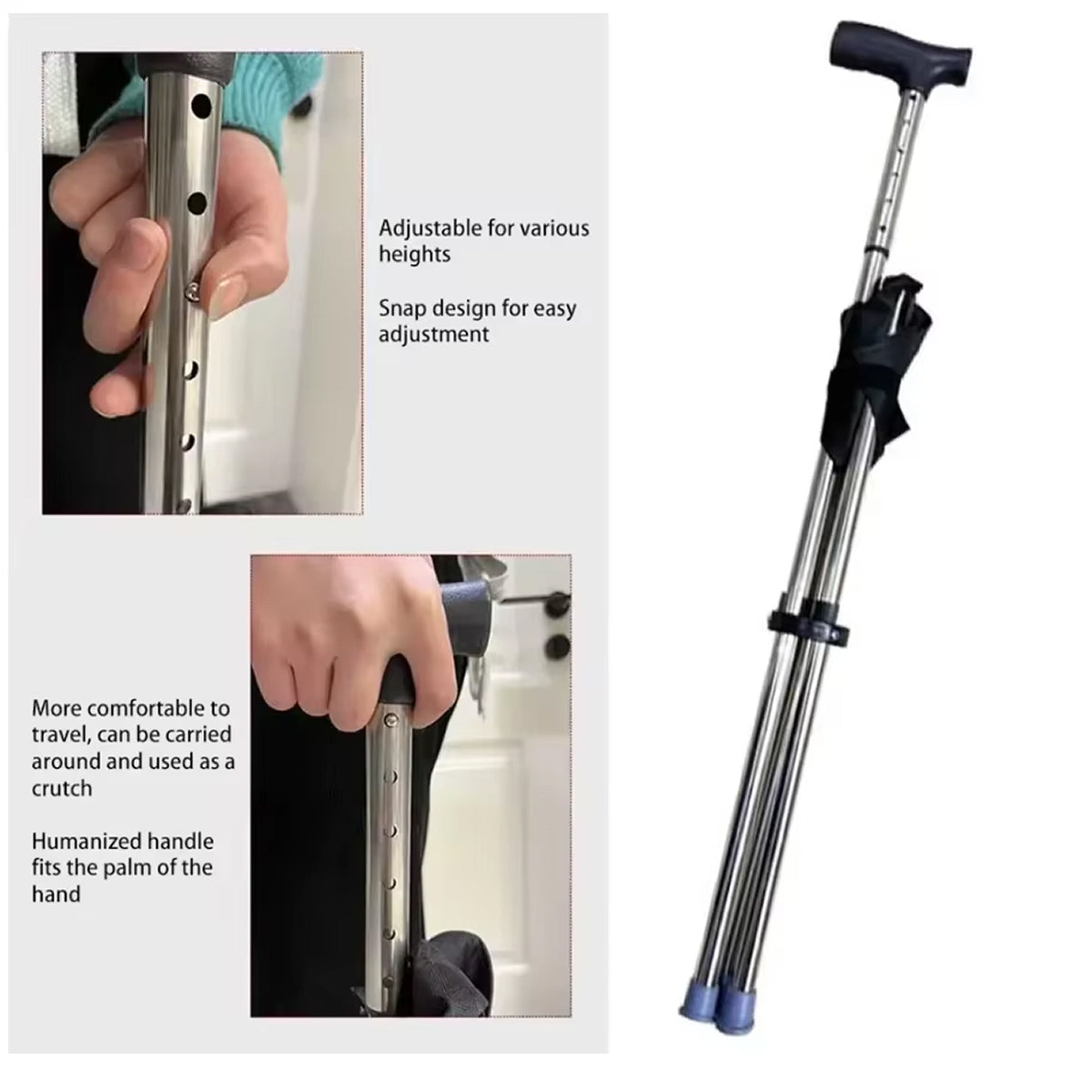 Folding Walking Cane with Seat Adjustable 57-87cm Aluminum Tripod Mobility Aid for Outdoor Walking | Sansoti