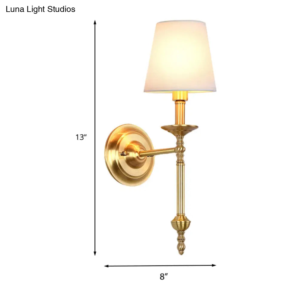 Wandlamp Messing Kegel Stoffen Kap Retro Stijl Eetkamer Slaapkamer Woonkamer Sfeerverlichting 1-2 Lampen | Sansoti