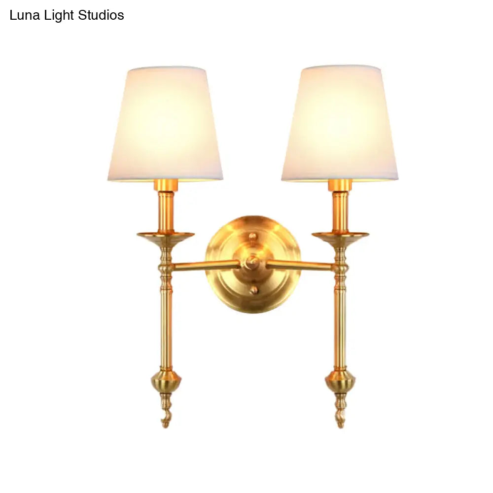 Wandlamp Messing Kegel Stoffen Kap Retro Stijl Eetkamer Slaapkamer Woonkamer Sfeerverlichting 1-2 Lampen | Sansoti