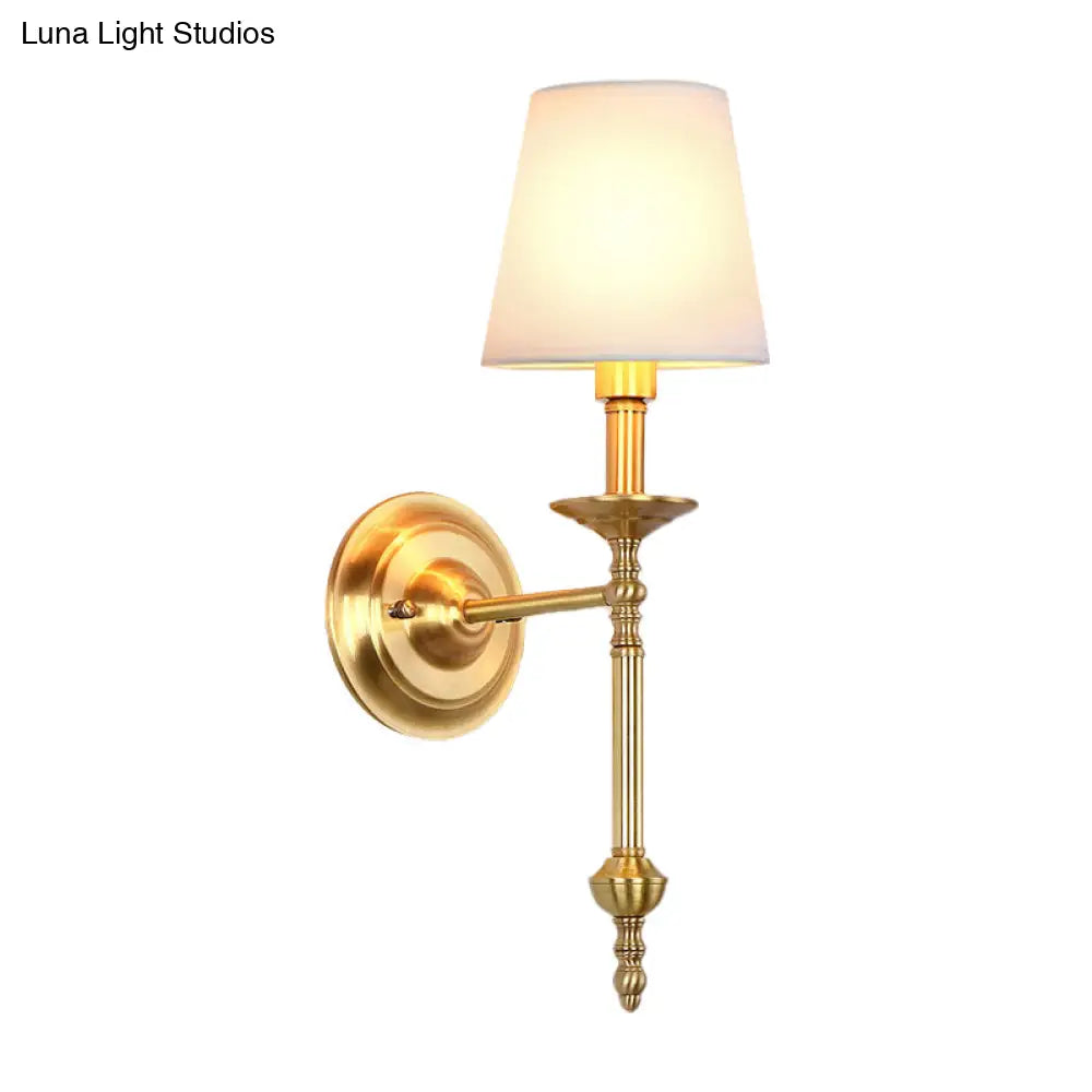 Wandlamp Messing Kegel Stoffen Kap Retro Stijl Eetkamer Slaapkamer Woonkamer Sfeerverlichting 1-2 Lampen | Sansoti