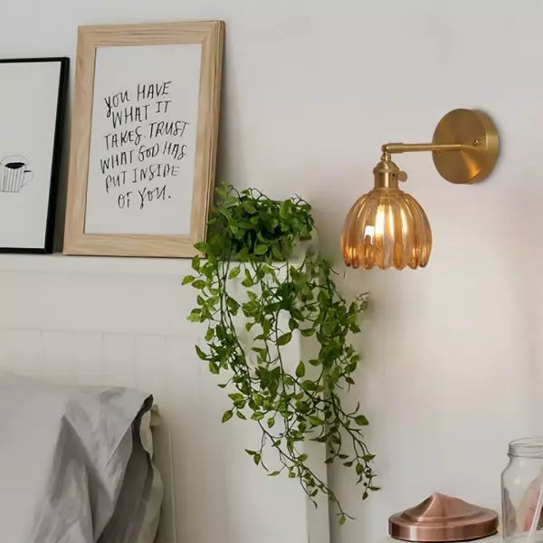 Wandlampe Tulpe Retro Glas Blumen Design Metall Vintage Stimmungsbeleuchtung | Restfield
