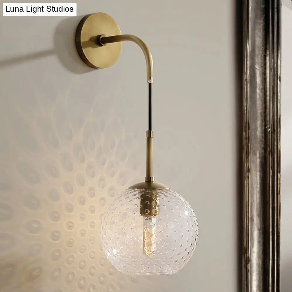 Wandleuchte mit Glaskugel und Messingfinish, Retro-Design, 75 cm hoch, E26-/E27-Fassung, stimmungsvolle Vintage-Beleuchtung | Sansoti