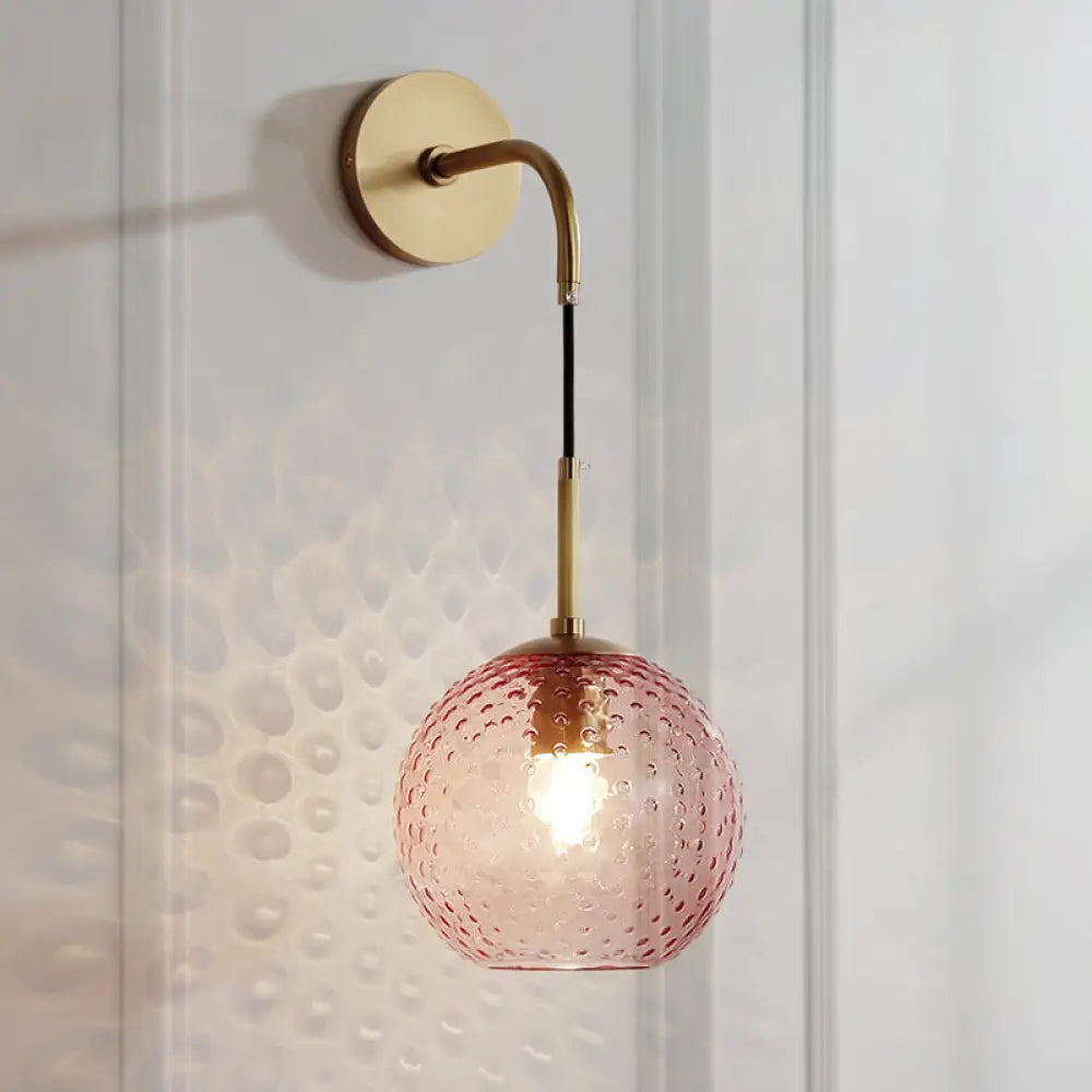 Wandleuchte mit Glaskugel und Messingfinish, Retro-Design, 75 cm hoch, E26-/E27-Fassung, stimmungsvolle Vintage-Beleuchtung | Sansoti
