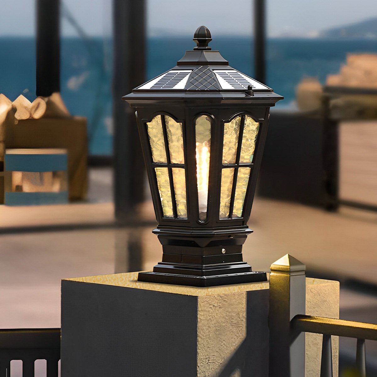 Sonnenlampe Pfosten Außenleuchte Schwarz Aluminium Garten Einfahrt Sockel Laterne Vintage Solar Gartenbeleuchtung Zaunpfosten Lampe Außenbeleuchtung | Restfield