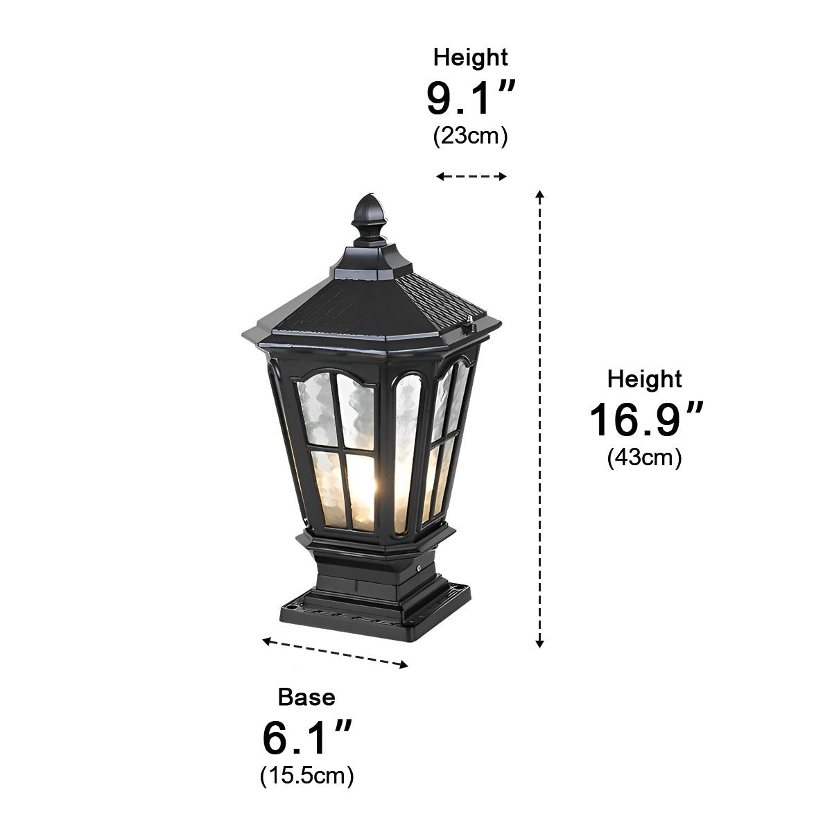 Sonnenlampe Pfosten Außenleuchte Schwarz Aluminium Garten Einfahrt Sockel Laterne Vintage Solar Gartenbeleuchtung Zaunpfosten Lampe Außenbeleuchtung | Restfield