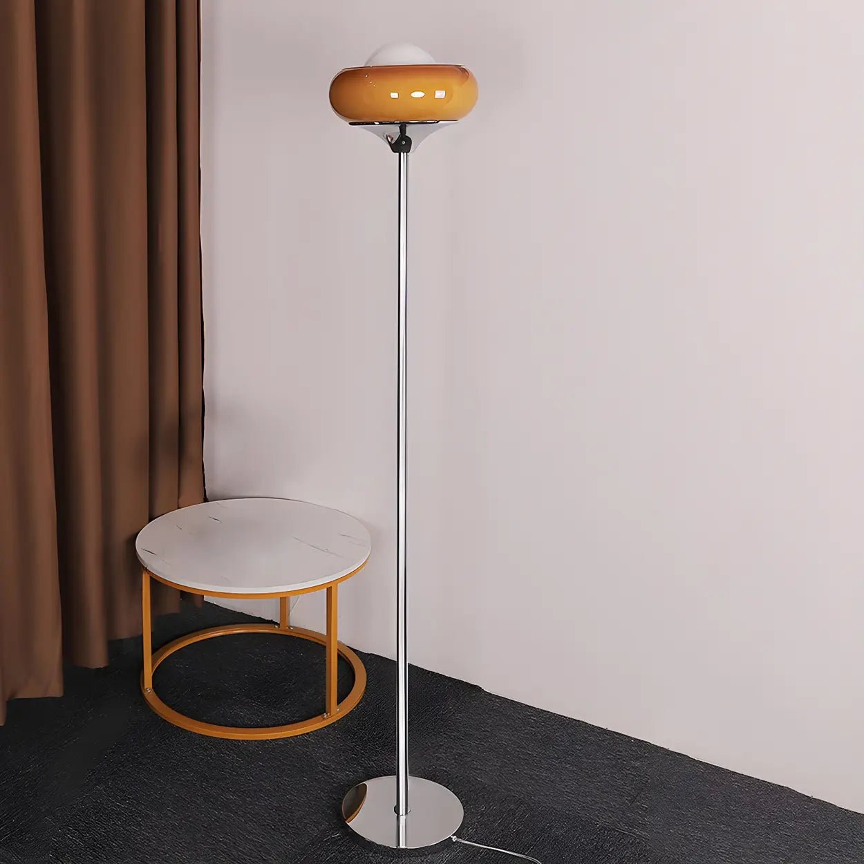 Vloerlamp Glas Retro Bol E27 Metaal Geel 155cm Sfeerverlichting Woonkamer | Sansoti