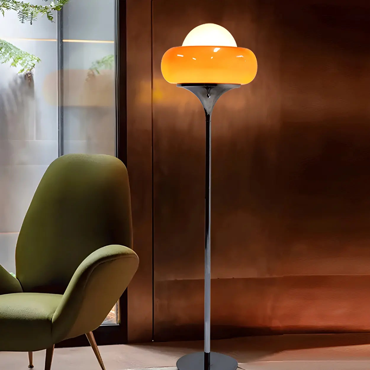 Vloerlamp Glas Retro Bol E27 Metaal Geel 155cm Sfeerverlichting Woonkamer | Sansoti
