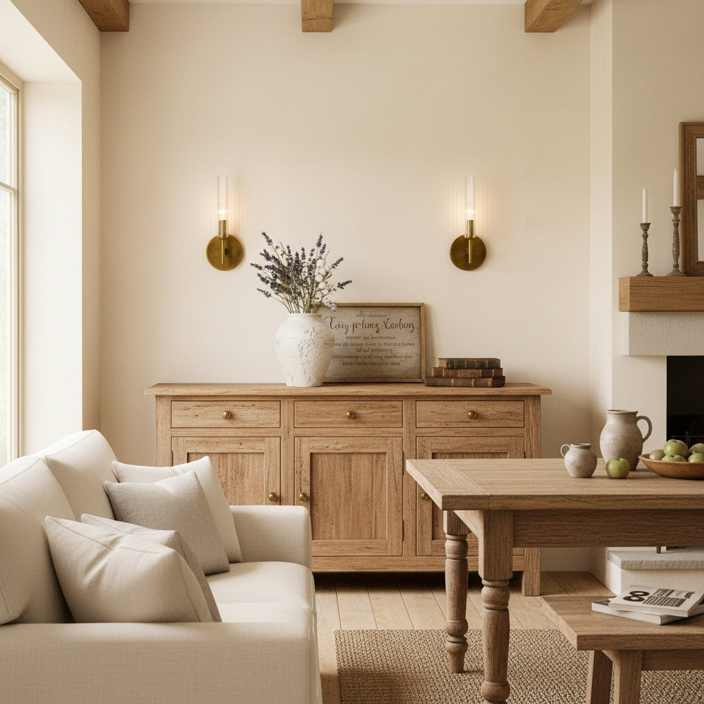 Geribbelde Glazen Wandlamp met Koperkleurige Afwerking – 1 of 2 Lichtpunten voor Badkamer Gang Slaapkamer | Sansoti
