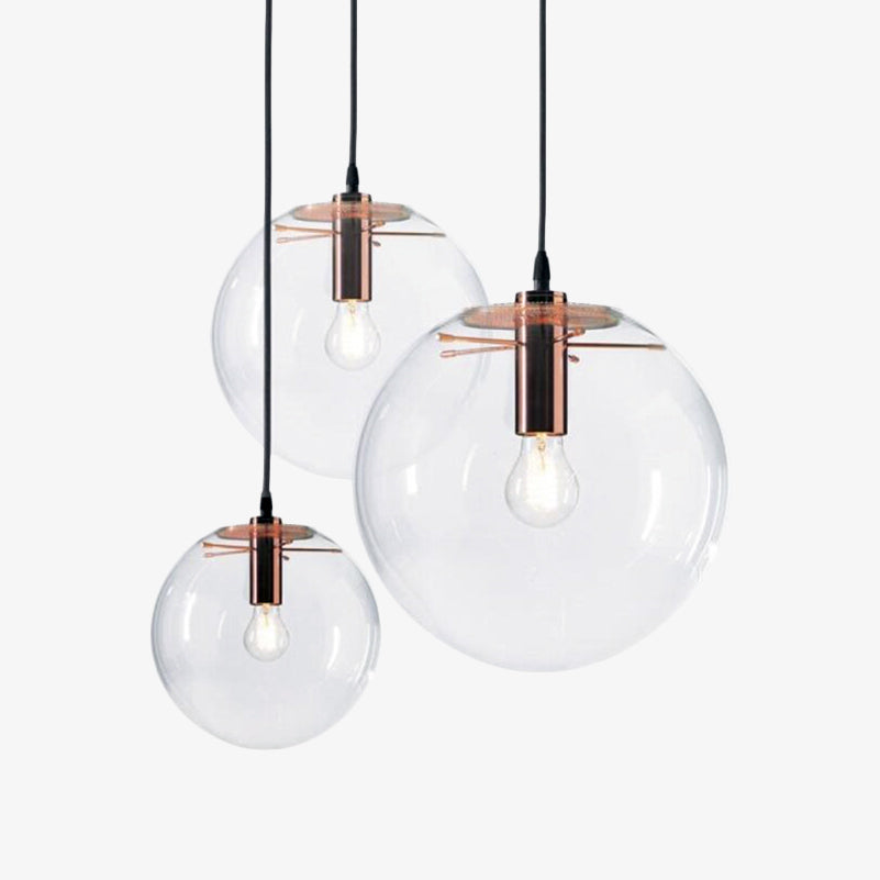 Moderne Glaskugel-Hängeleuchte Transparent Mit Schwarzer Oder Rosegoldener Fassung Minimalistisches Design Deckenleuchte Für Wohnzimmer Esszimmer Küche | Restfield