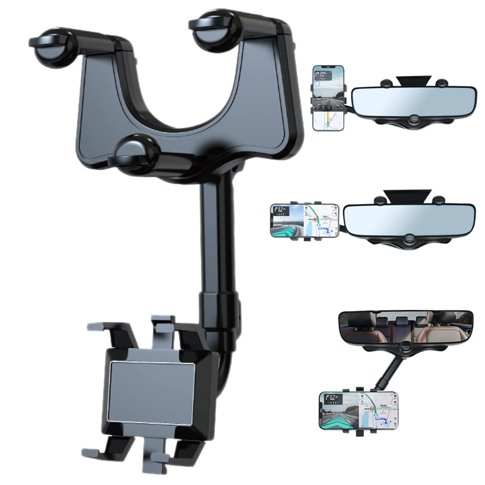 Draaibare Telefoonhouder Auto Achteruitkijkspiegel 360 Graden Verstelbaar Handsfree Navigatie Universeel | Sansoti