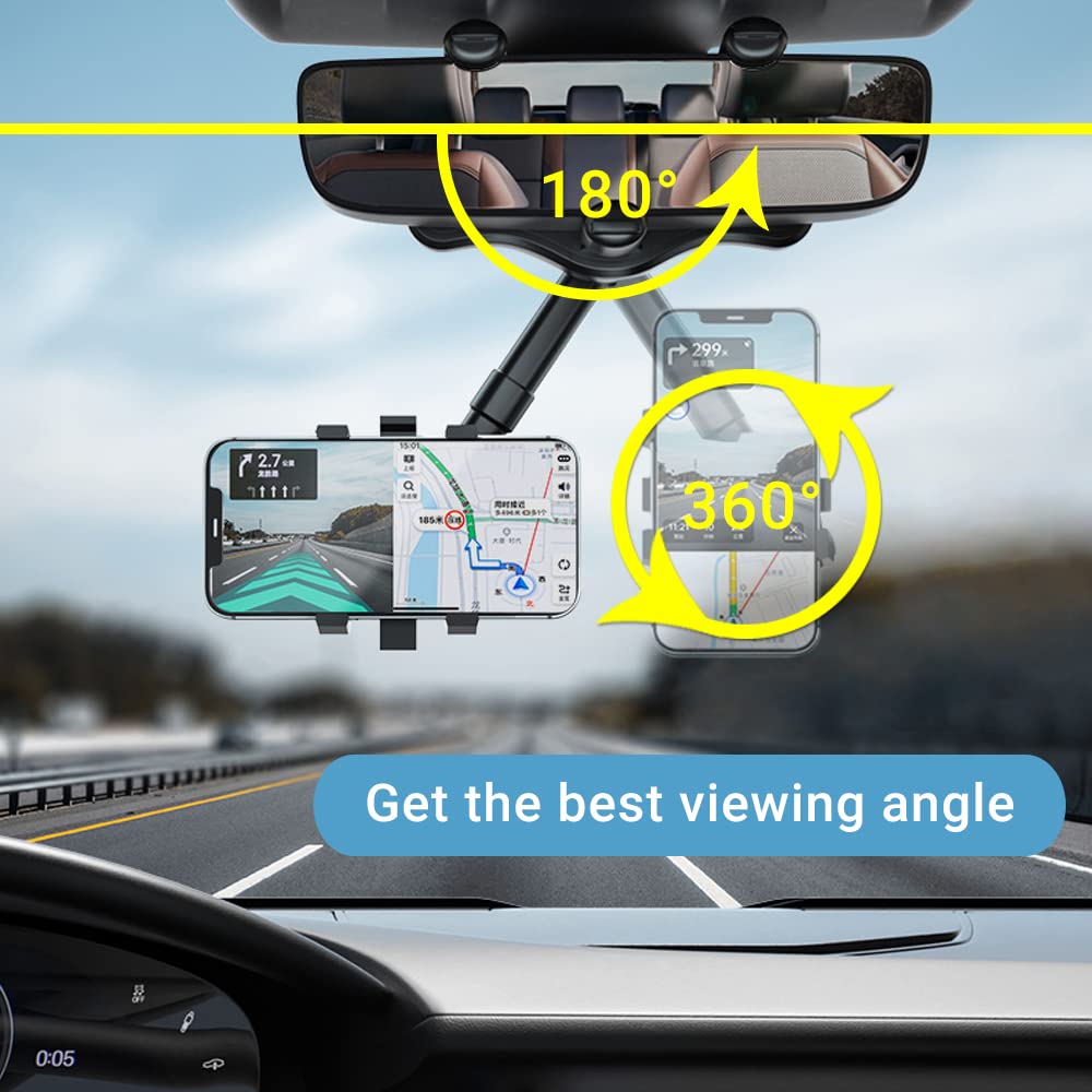 Draaibare Telefoonhouder Auto Achteruitkijkspiegel 360 Graden Verstelbaar Handsfree Navigatie Universeel | Sansoti