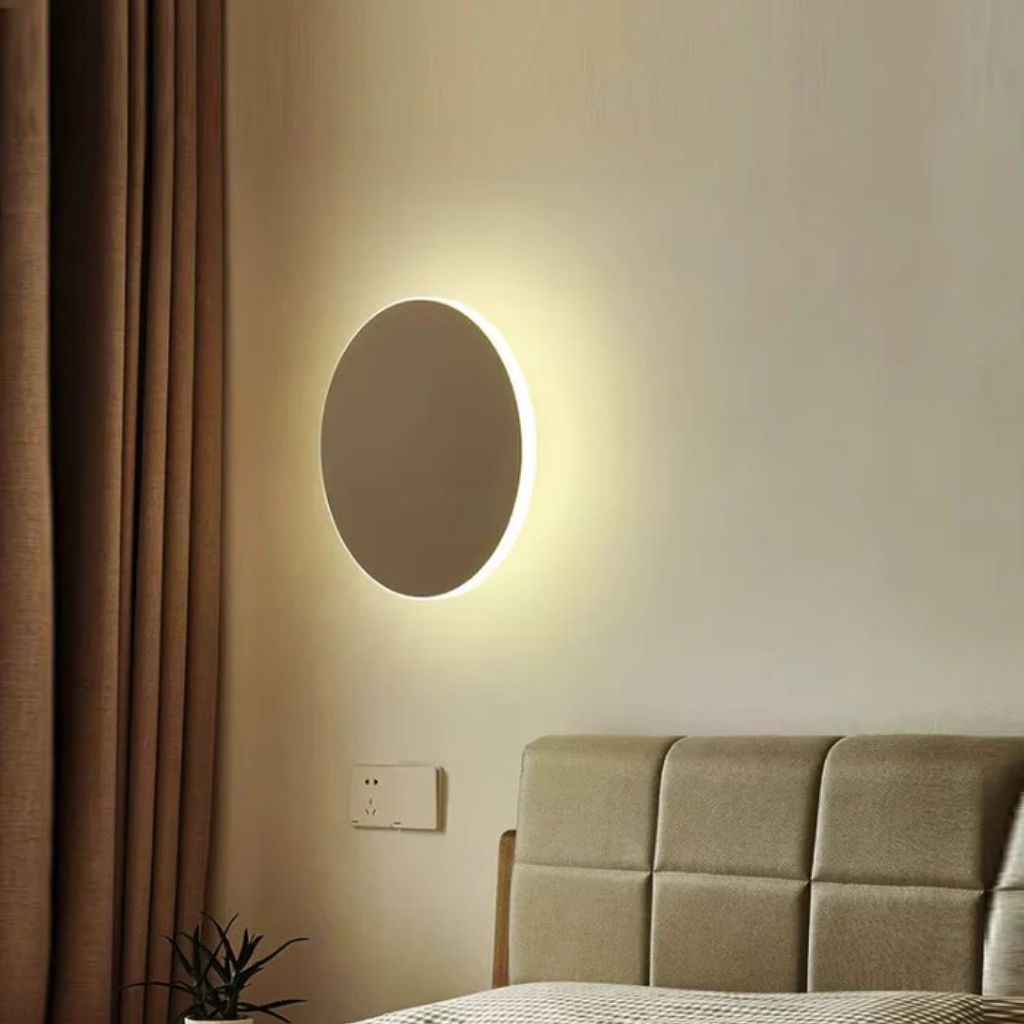 Runde LED-Wandleuchte mit Hintergrundbeleuchtung Aluminium-Acryl-Design Flur Schlafzimmer Wohnzimmer Beleuchtung | Sansoti