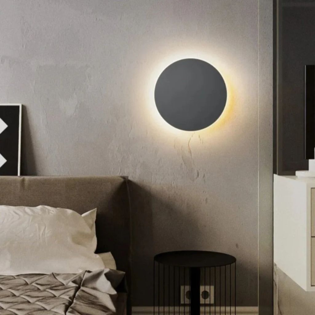Runde LED-Wandleuchte mit Hintergrundbeleuchtung Aluminium-Acryl-Design Flur Schlafzimmer Wohnzimmer Beleuchtung | Sansoti
