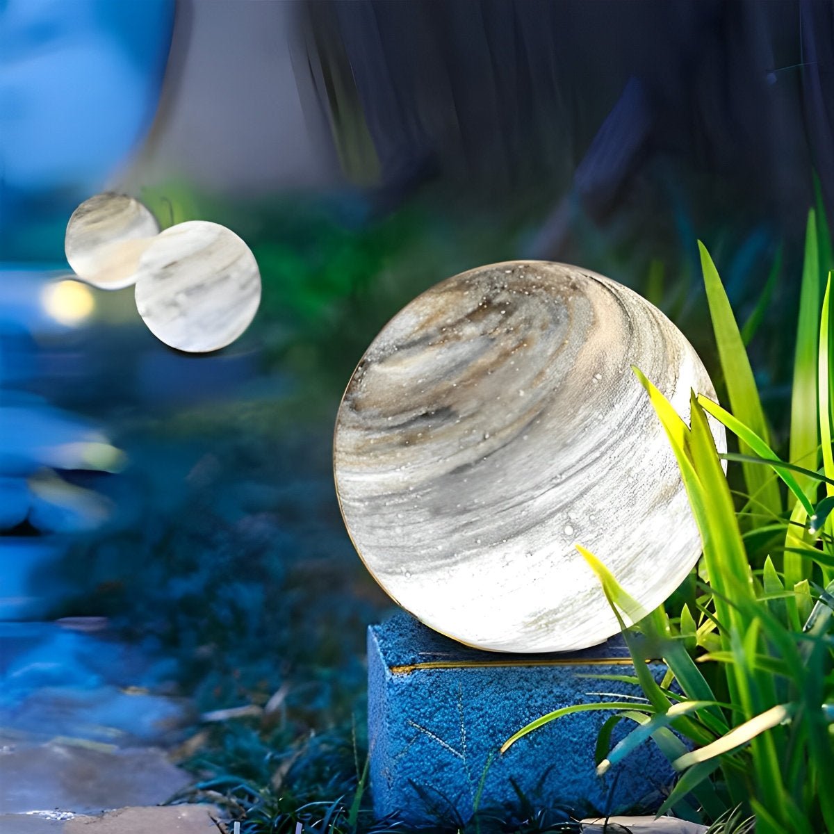 Außenlampe Pfostenkopf Kugel Glas Marmoroptik Warmweiß Garten Einfahrt Tor Villa Außenbeleuchtung Sockellampe E27 IP54 Gartenlampe Stimmungsbeleuchtung | Restfield