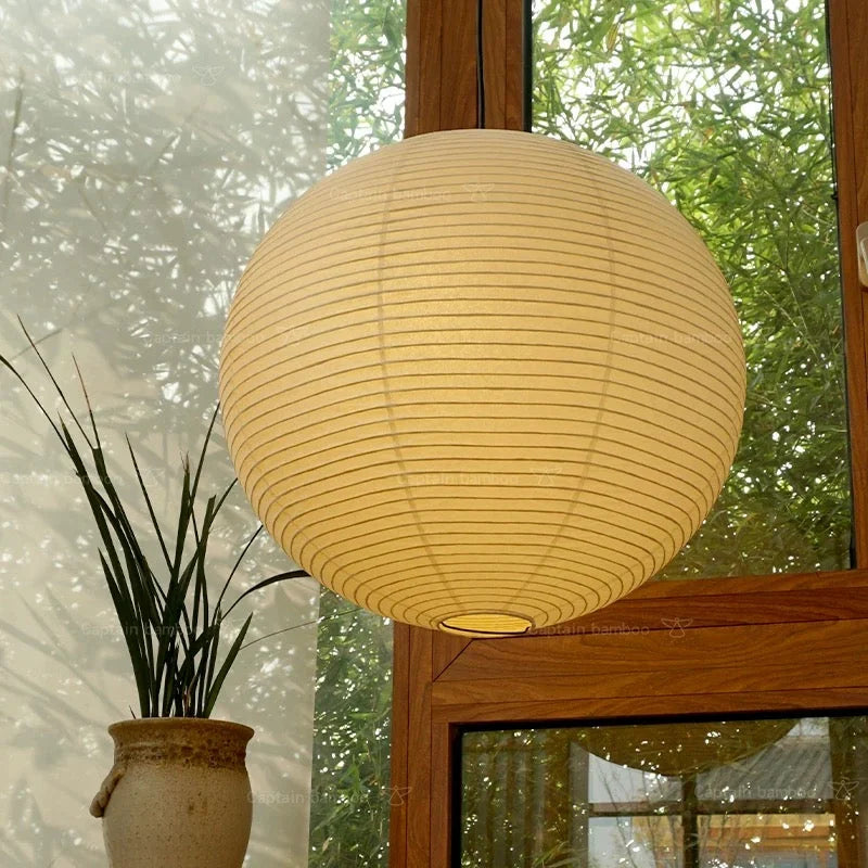 Hängelampe Reispapier Wabi-Sabi Japandi Minimalistisch Weiß Warmes Licht Wohnzimmer Schlafzimmer | Restfield