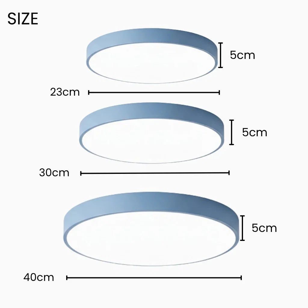 Runde Deckenleuchte Ultra-Slim 5 cm LED Farbenfroh Moderne Deckenbeleuchtung Wohnzimmer Schlafzimmer Kinderzimmer | Sansoti