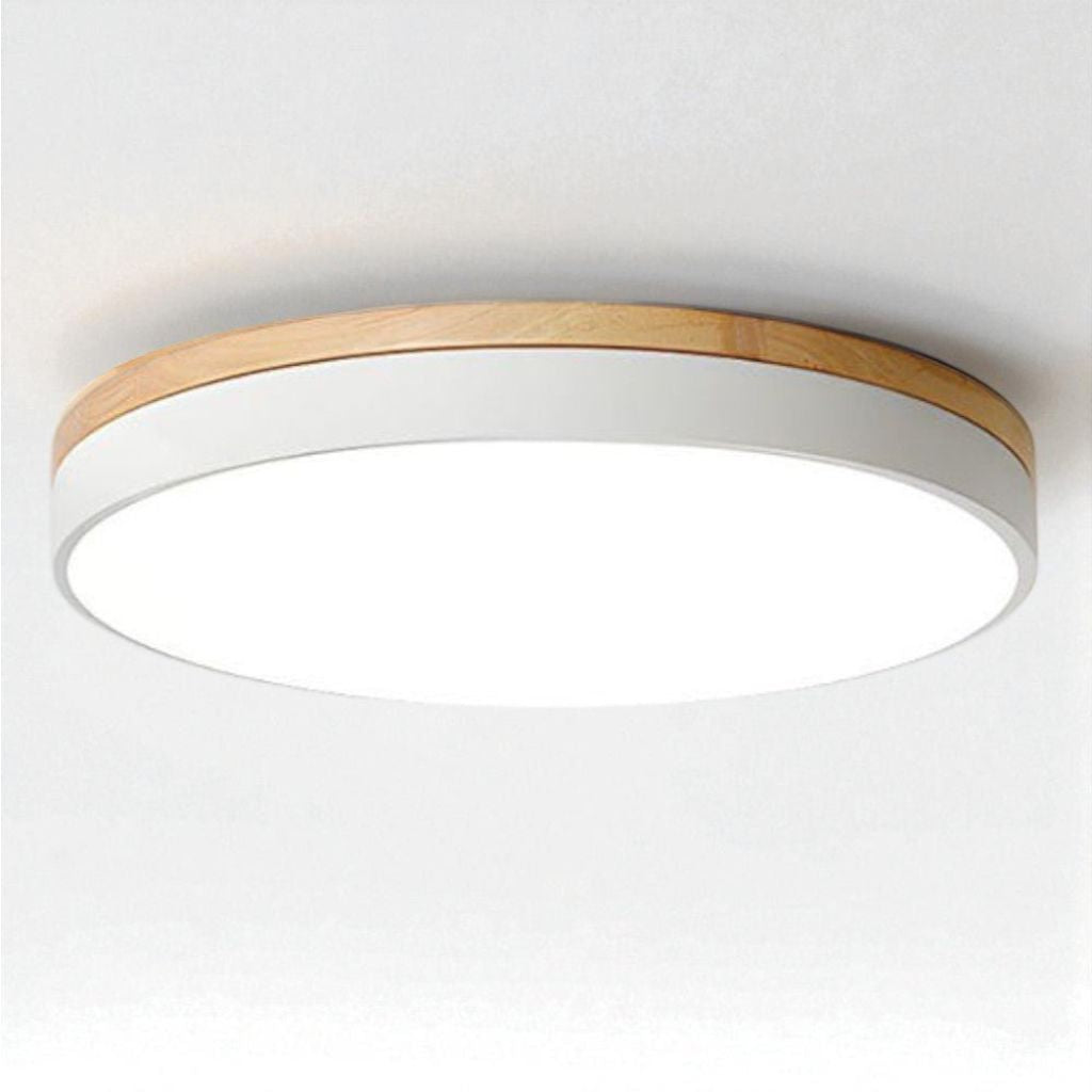 Runde Holz-Deckenleuchte mit LED-Beleuchtung, 30–50 cm, dimmbar, warmweißes Licht für Wohnzimmer, Schlafzimmer und Esszimmer | Sansoti