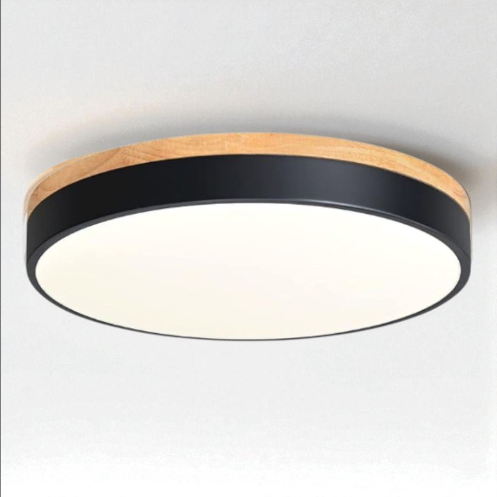 Runde Holz-Deckenleuchte mit LED-Beleuchtung, 30–50 cm, dimmbar, warmweißes Licht für Wohnzimmer, Schlafzimmer und Esszimmer | Sansoti
