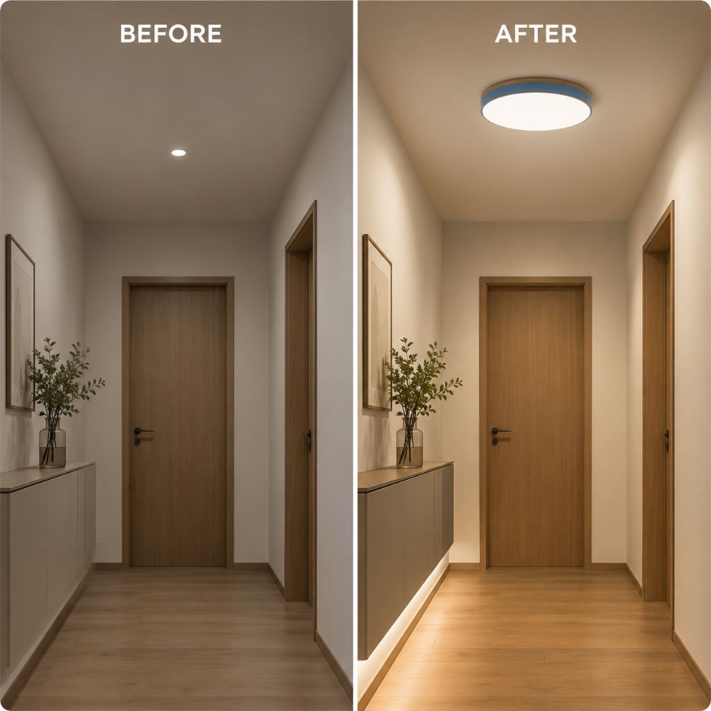 Runde Holz-Deckenleuchte mit LED-Beleuchtung, 30–50 cm, dimmbar, warmweißes Licht für Wohnzimmer, Schlafzimmer und Esszimmer | Sansoti