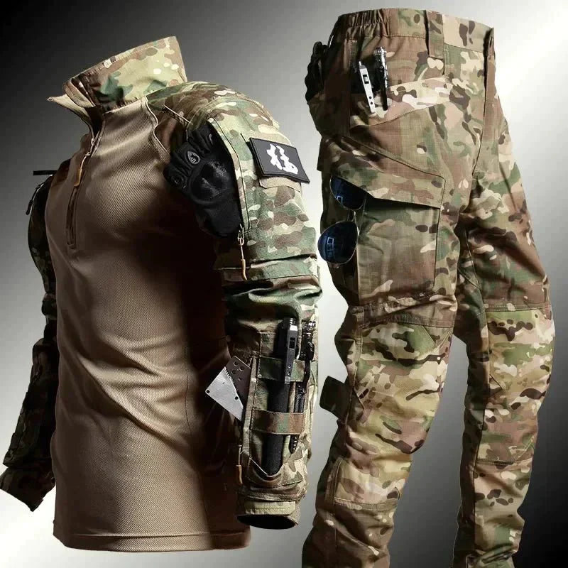Men’s Tactical Outdoor Set Waterproof Jacket Pants Green Black Trekking Camping Hiking Functional | Sansoti