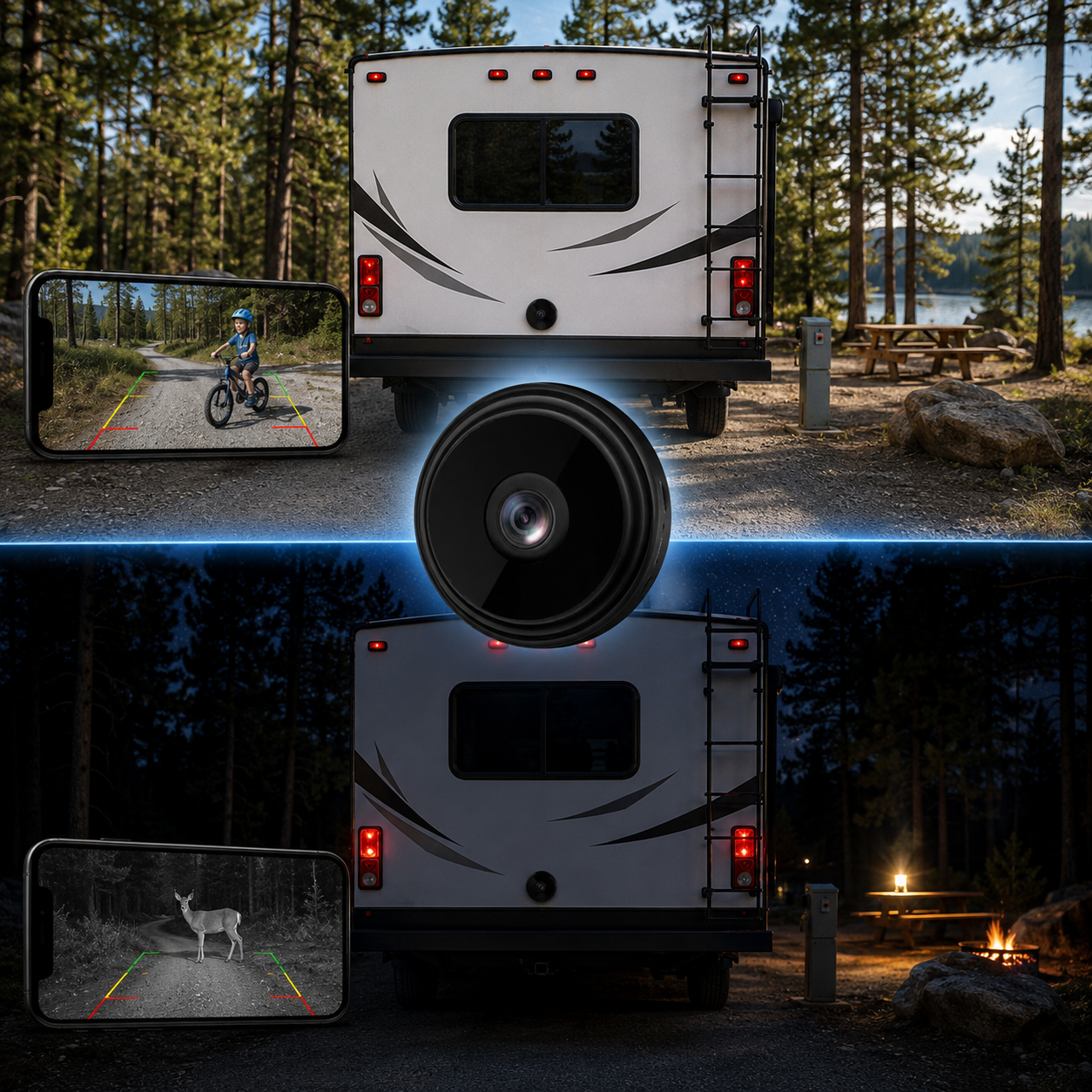 Draadloze Achteruitrijcamera met Nachtzicht en Bewegingsdetectie voor Camper en Caravan | Sansoti