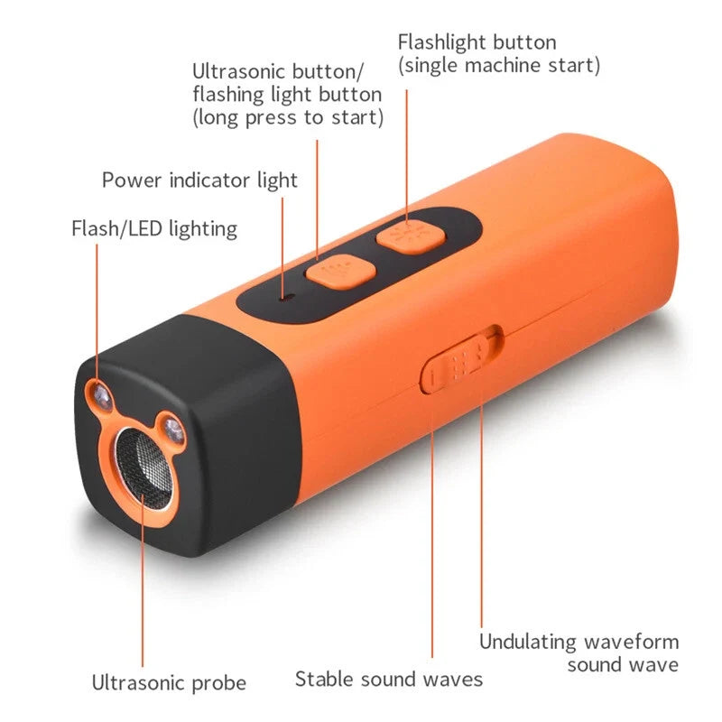 Ultraschall-Hundetrainer mit 3 Modi zur positiven Kontrolle des Bellverhaltens USB-aufladbares Anti-Bell-Gerät | Sansoti