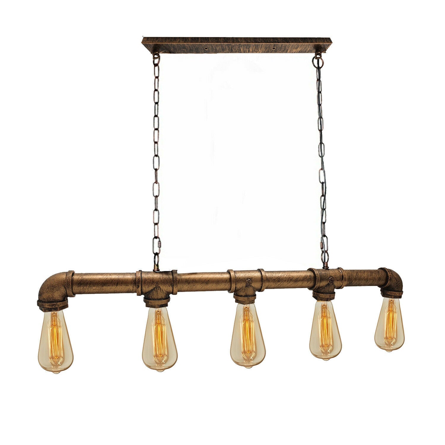 Suspension industrielle steampunk tuyau cuivre fer 110cm vintage plafonnier rétro