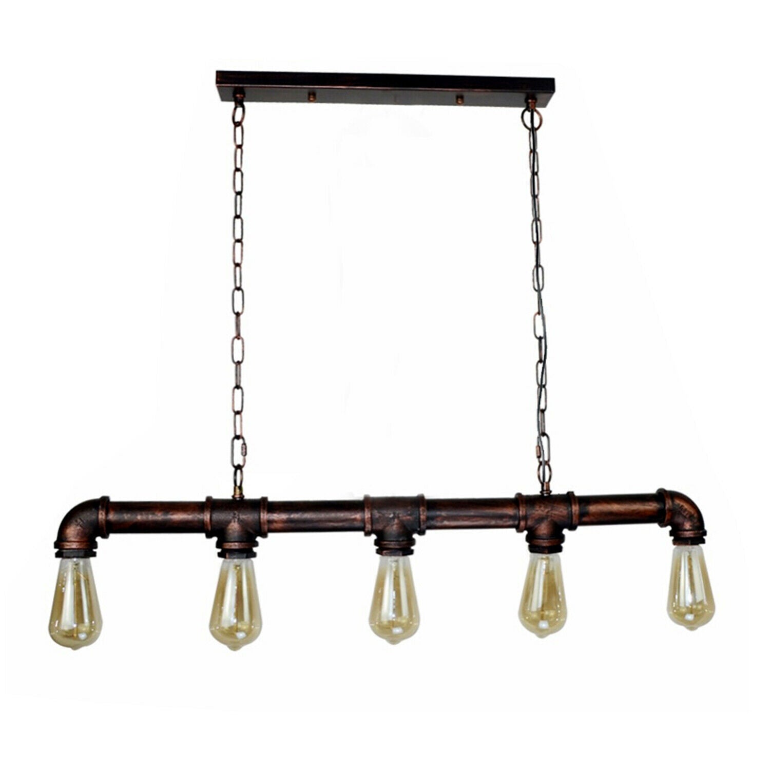 Suspension industrielle steampunk tuyau cuivre fer 110cm vintage plafonnier rétro