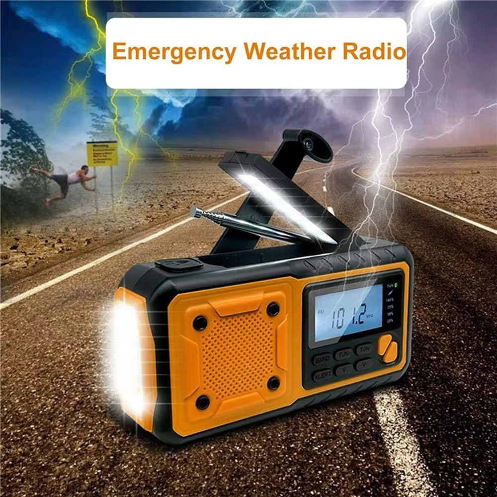 Noodradio Oplaadbaar met Zonnepaneel en Powerbank 4000mAh voor Outdoor Camping en Stroomuitval Noodsituaties | Sansoti