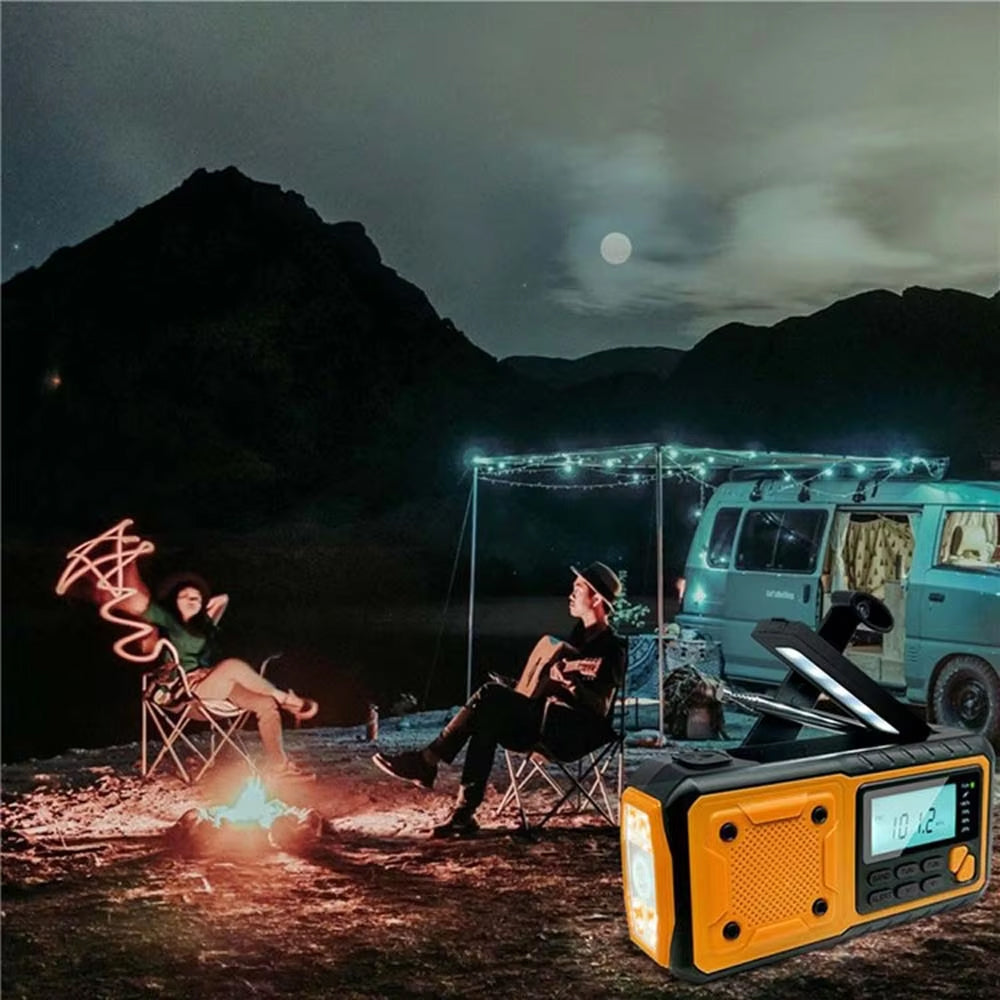Noodradio Oplaadbaar met Zonnepaneel en Powerbank 4000mAh voor Outdoor Camping en Stroomuitval Noodsituaties | Sansoti