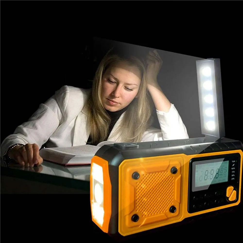 Noodradio Oplaadbaar met Zonnepaneel en Powerbank 4000mAh voor Outdoor Camping en Stroomuitval Noodsituaties | Sansoti