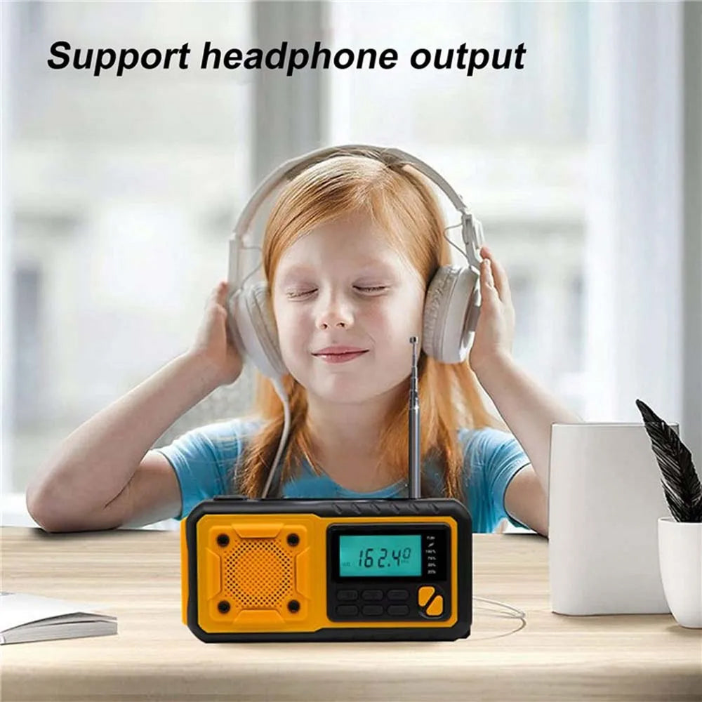 Noodradio Oplaadbaar met Zonnepaneel en Powerbank 4000mAh voor Outdoor Camping en Stroomuitval Noodsituaties | Sansoti