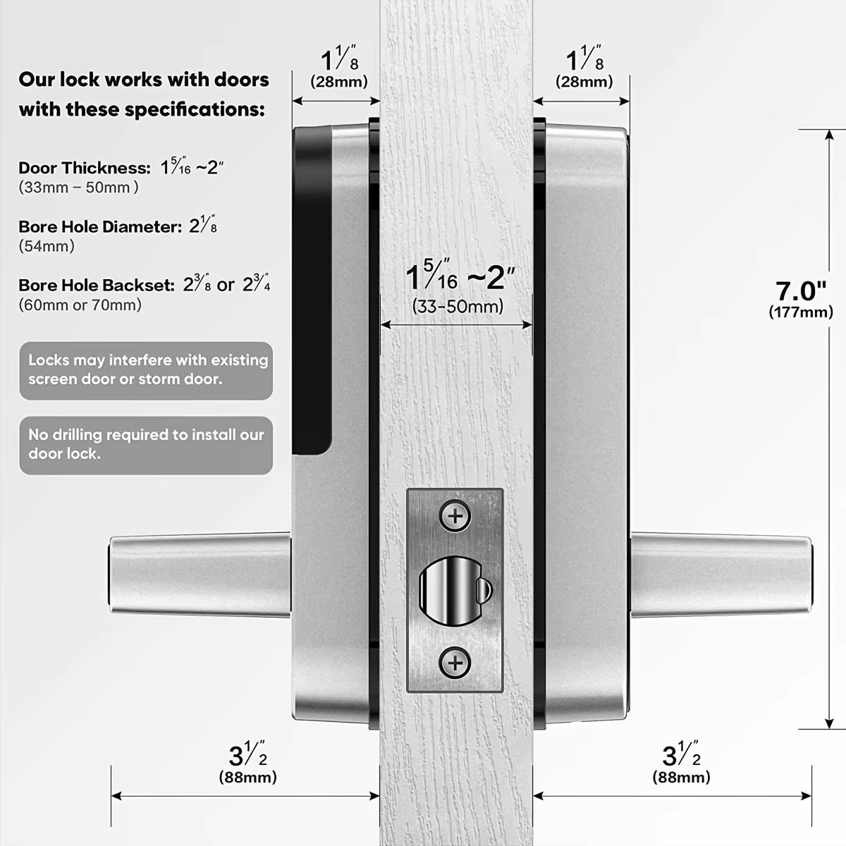 Electronic Door Lock with Fingerprint, WiFi Control, 5 Access Methods, Weather-Resistant, IP67 Smart Lock | Sansoti