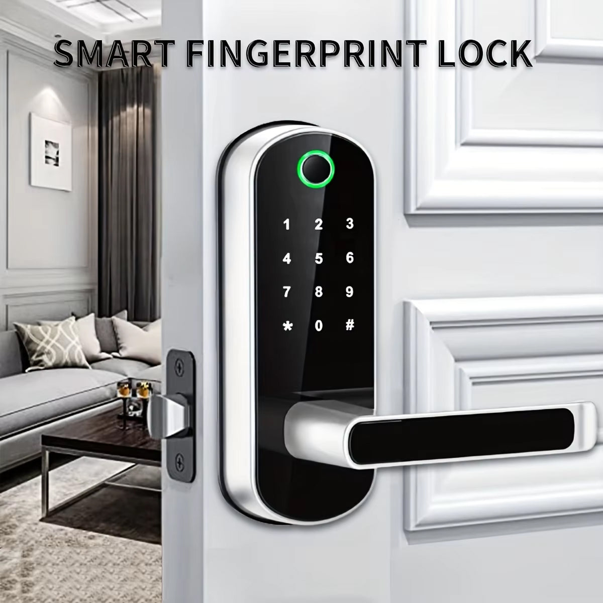Electronic Door Lock with Fingerprint, WiFi Control, 5 Access Methods, Weather-Resistant, IP67 Smart Lock | Sansoti