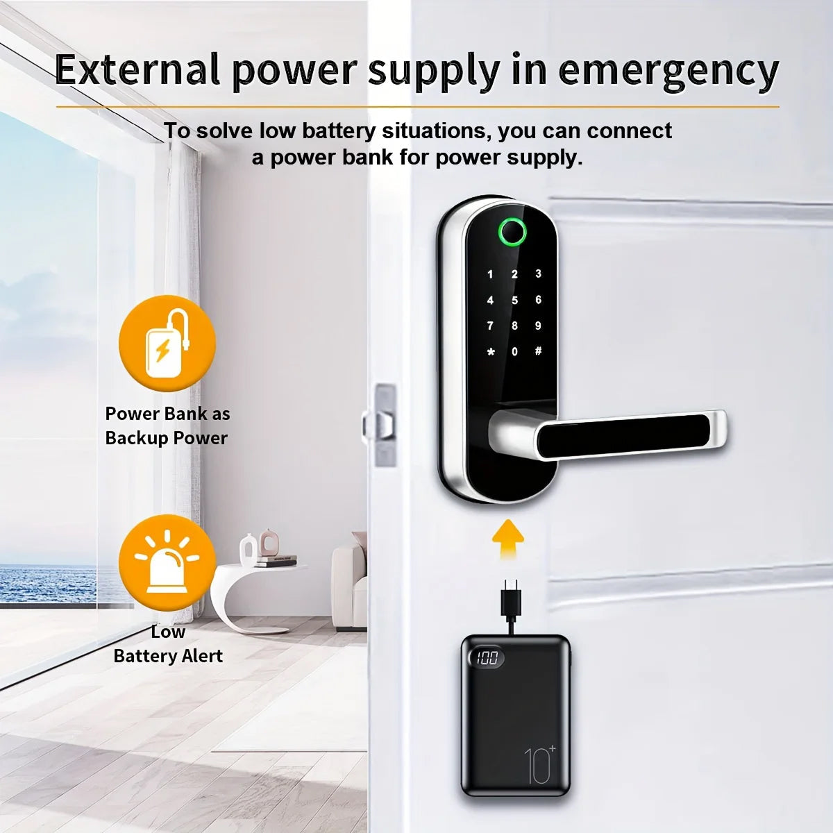 Electronic Door Lock with Fingerprint, WiFi Control, 5 Access Methods, Weather-Resistant, IP67 Smart Lock | Sansoti