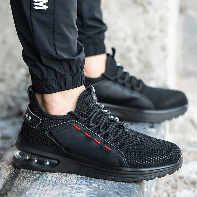 Buty ochronne z metalowym noskiem dla mężczyzn, obuwie robocze S3, antypoślizgowe, z przewiewnej siateczki, sportowy design | Sansoti