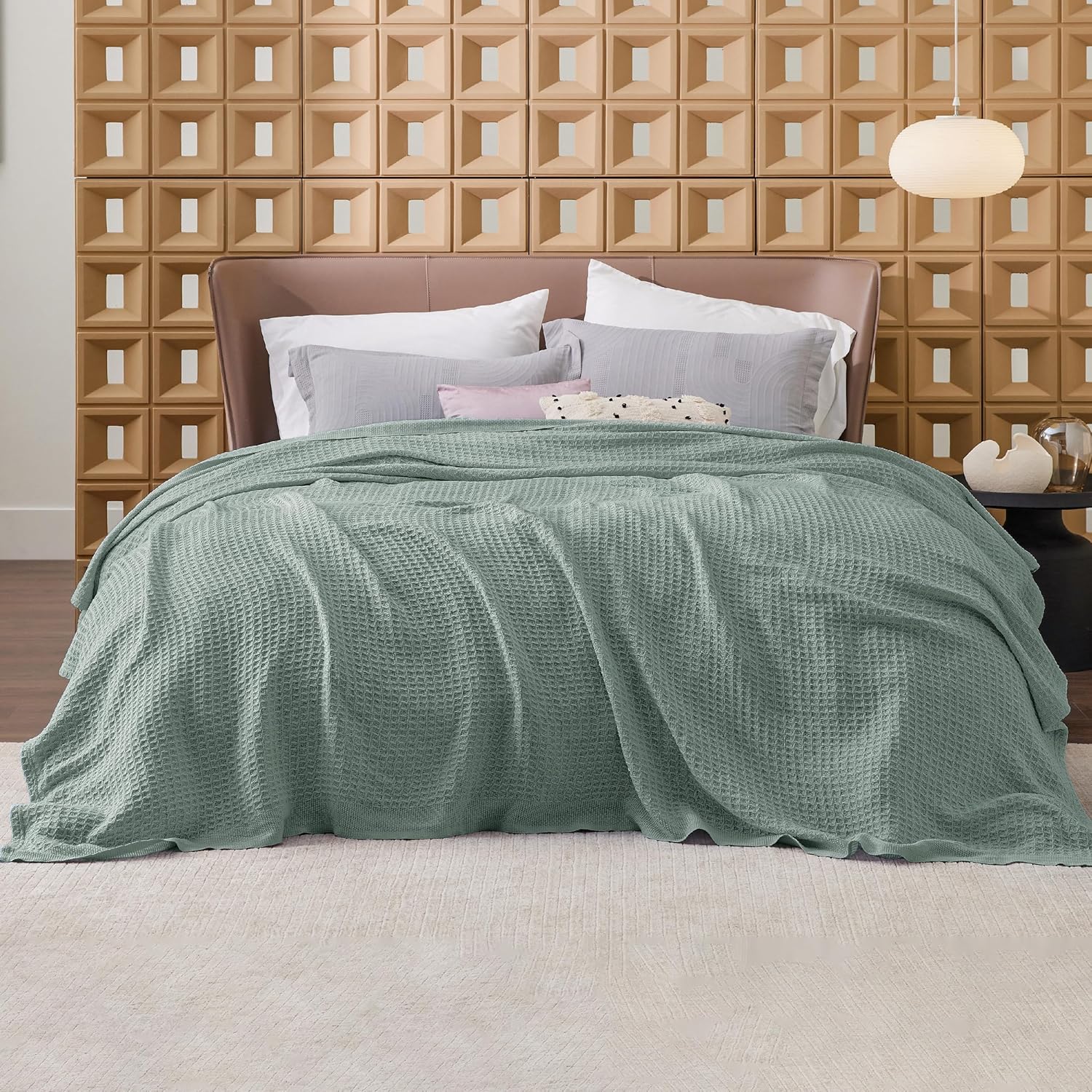 Lichtgewicht Katoenen Wafelplaid Tweepersoonsbed Zacht Ademend Deken Scandinavisch Design 90x90 cm Woonkamer | Sansoti