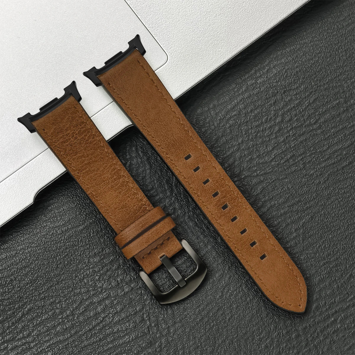 Braunes Lederarmband für Smartwatch mit Metallschnalle Verstellbares Atmungsaktives Armband für den täglichen Gebrauch | Sansoti