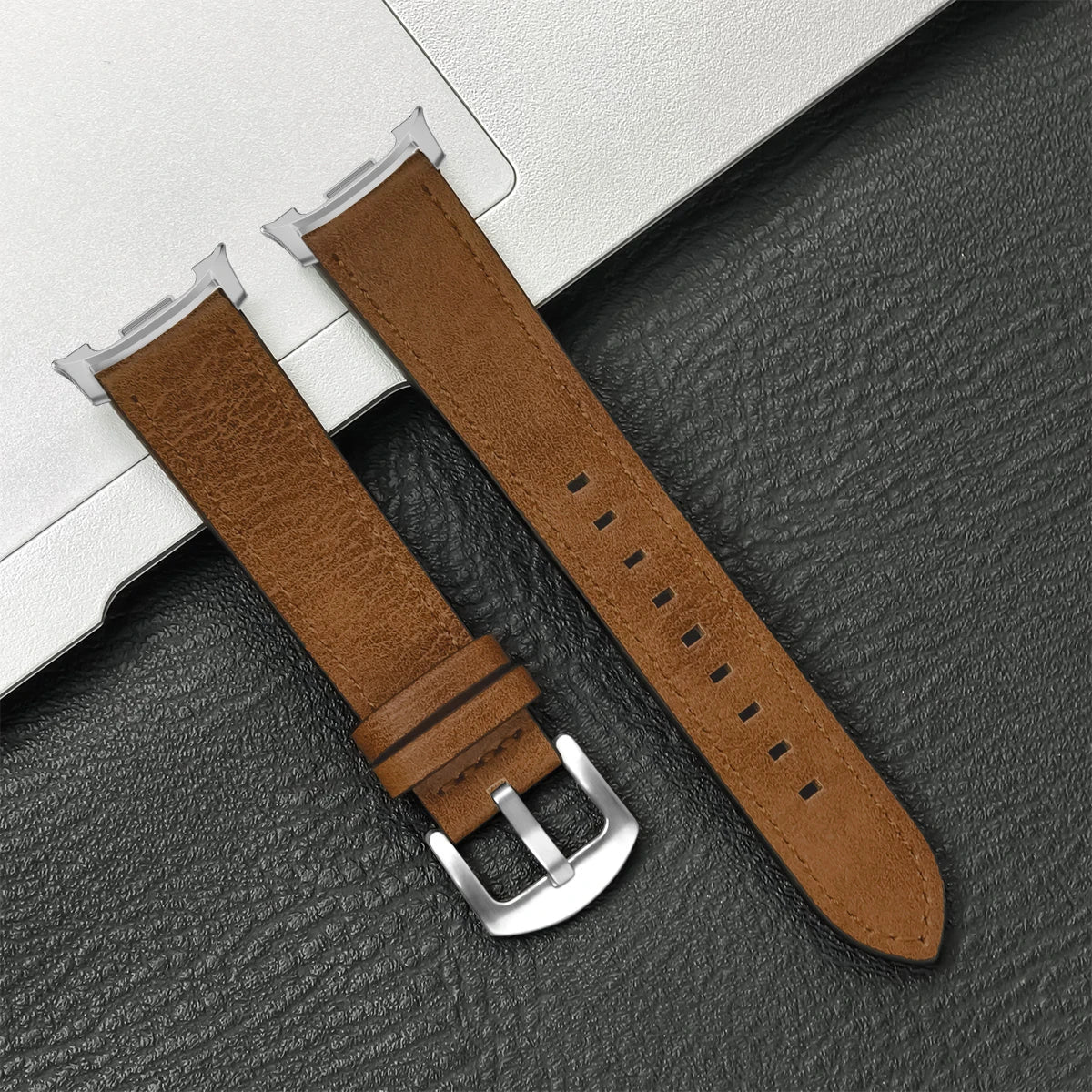Braunes Lederarmband für Smartwatch mit Metallschnalle Verstellbares Atmungsaktives Armband für den täglichen Gebrauch | Sansoti