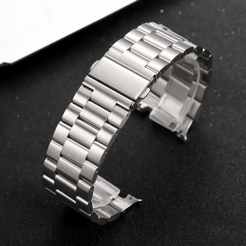 Opaska do smartwatcha ze stali nierdzewnej 40 mm, 44 mm, 46 mm, regulowana, metalowa opaska na nadgarstek, nowoczesny design unisex | Sansoti