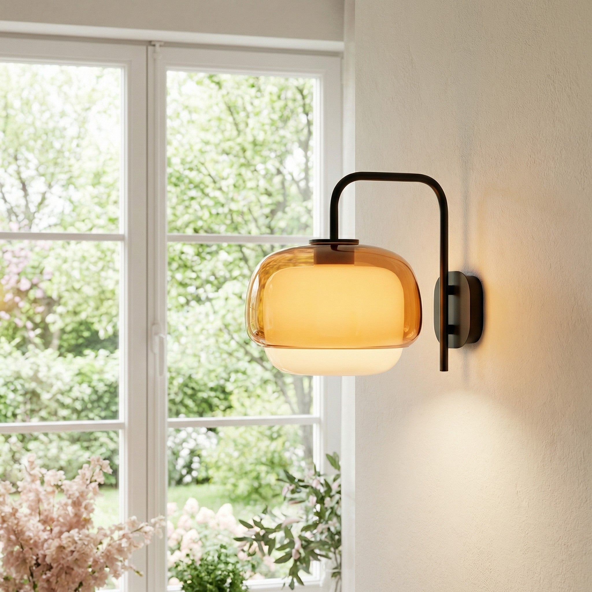 Gekleurde Glazen Wandlamp met Ronde Kap – Groen, Roze, Oranje – Moderne LED Verlichting | Sansoti