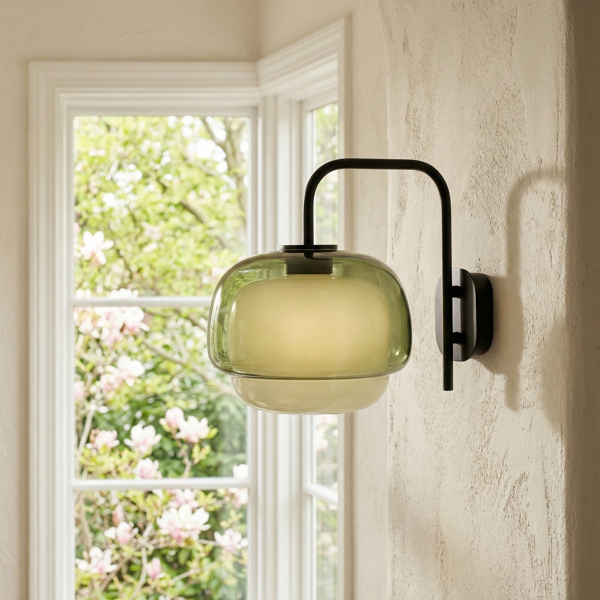 Gekleurde Glazen Wandlamp met Ronde Kap – Groen, Roze, Oranje – Moderne LED Verlichting | Sansoti